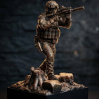 Statuetka Taktyczna Operator z Karabinem | Ręcznie Malowana Diorama | Ciężka Dekoracja na Biurko z Grawerem