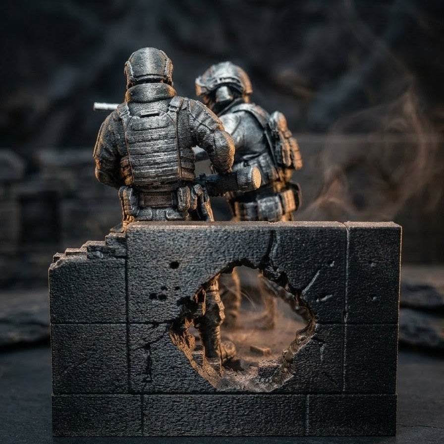 Statuetka Taktyczna Oddział K9 z Psem | Ręcznie Malowana Diorama | Ciężka Dekoracja z Grawerem