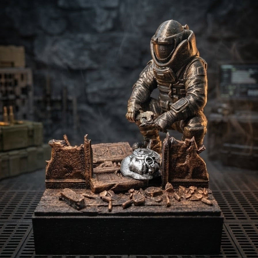 Statuetka Taktyczna Saper EOD Juggernaut | Ręcznie Malowana Diorama | Ciężka Dekoracja z Grawerem