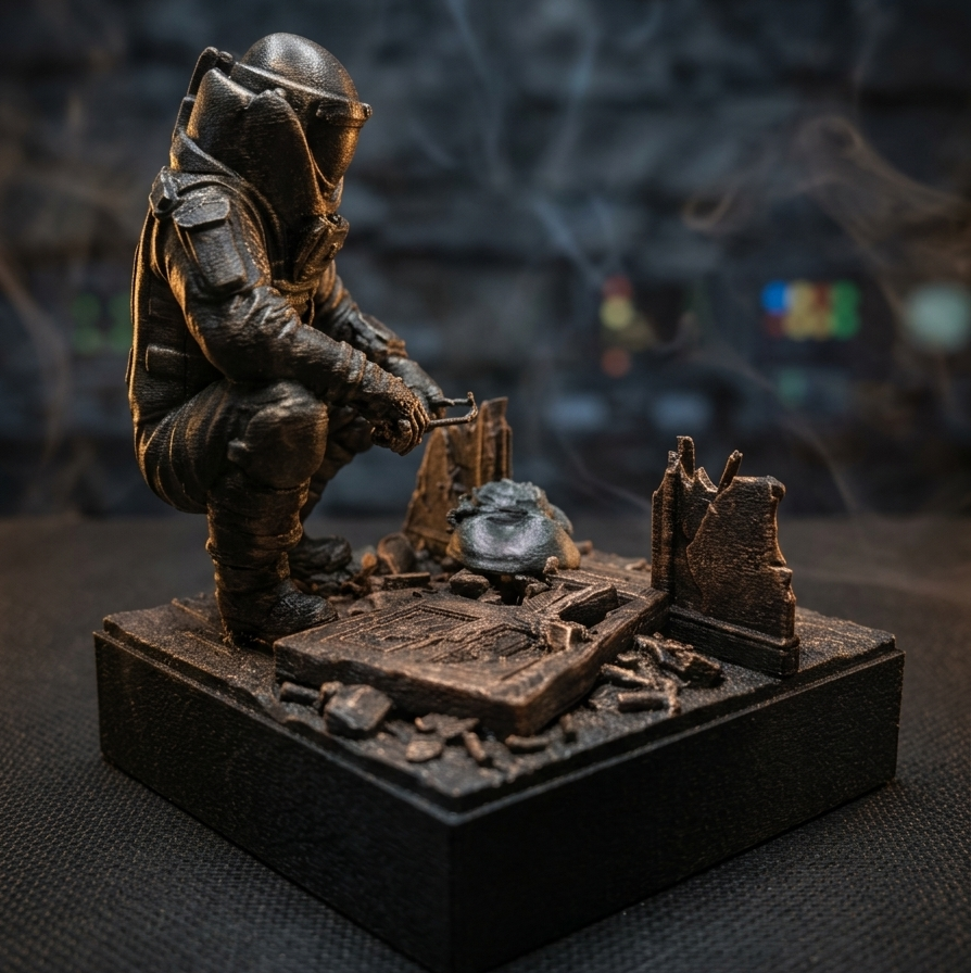 Statuetka Taktyczna Saper EOD Juggernaut | Ręcznie Malowana Diorama | Ciężka Dekoracja z Grawerem