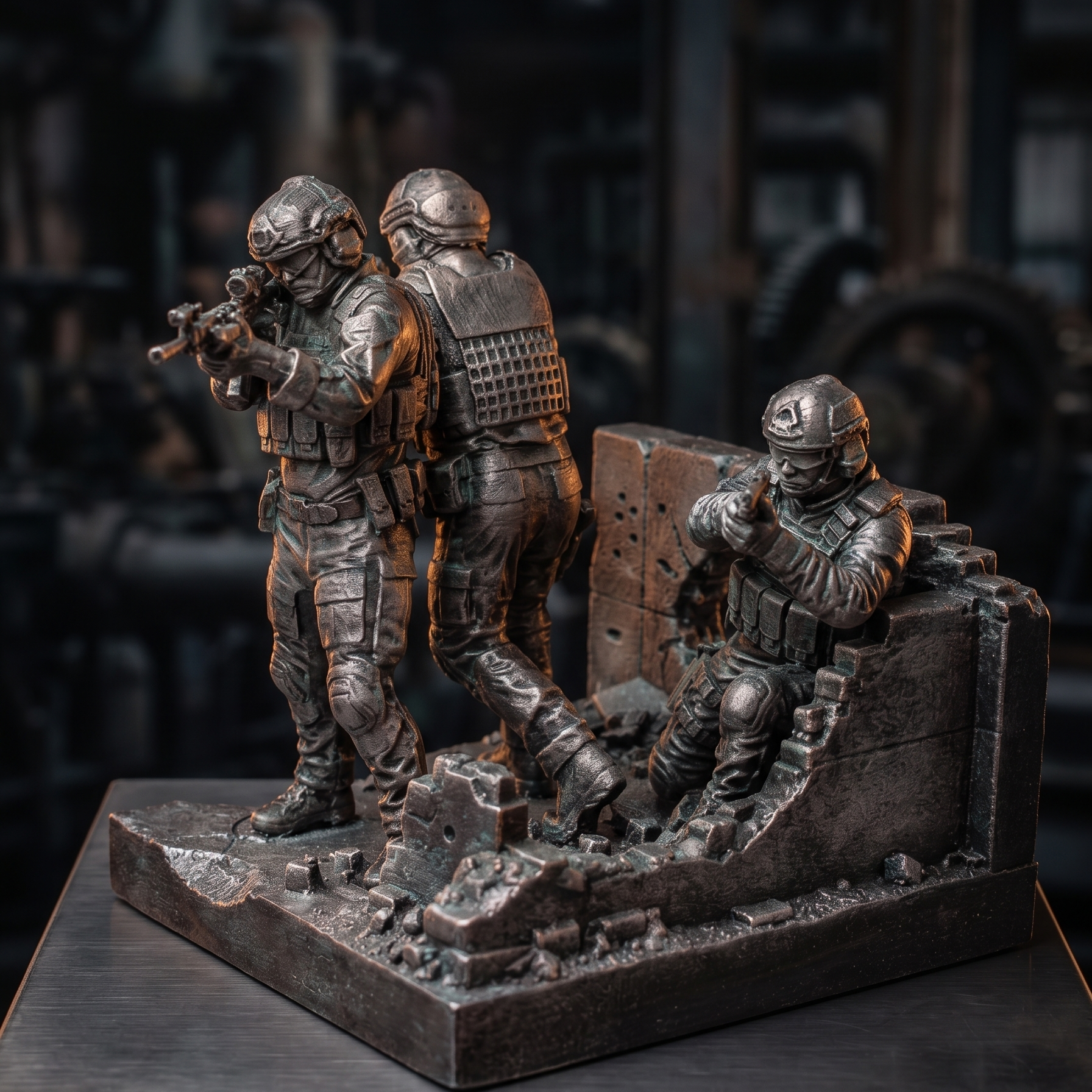 "Oddział Szturmowy" | 3 Operatorów CQB | Ręcznie Malowana Statuetka z Grawerem | Premium