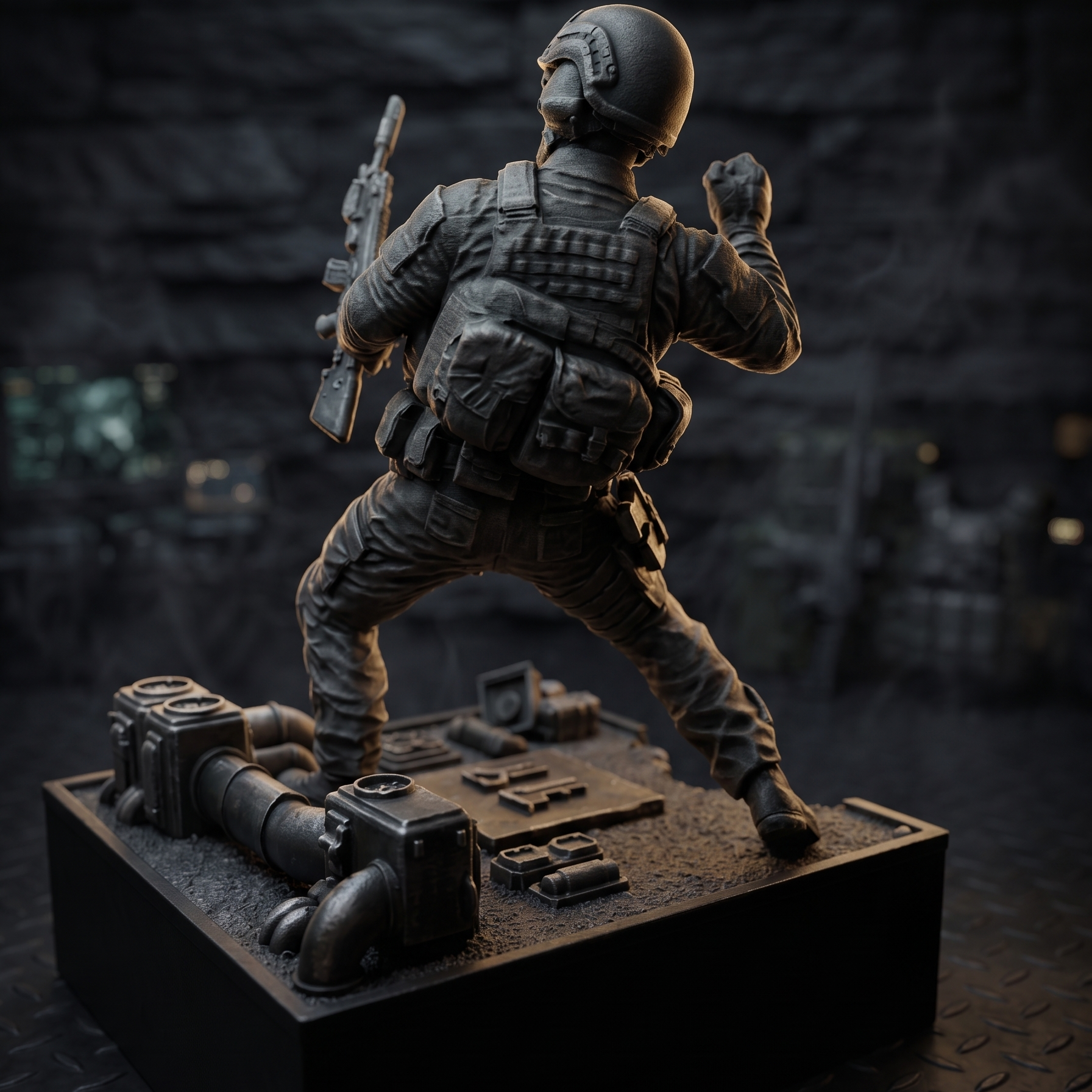 Taktyczna Statuetka "Grenadier" | Szturmowiec w Akcji | Ręcznie Malowana Winieta z Grawerem