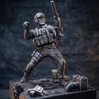 Taktyczna Statuetka "Grenadier" | Szturmowiec w Akcji | Ręcznie Malowana Winieta z Grawerem