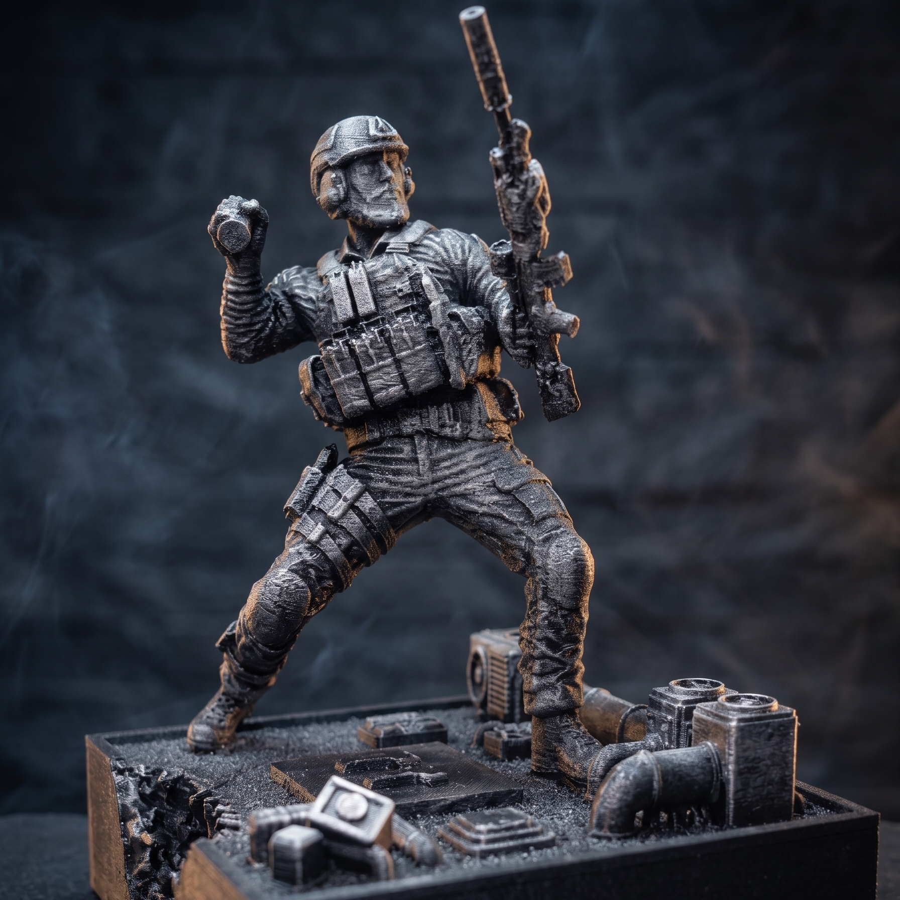 Taktyczna Statuetka "Grenadier" | Szturmowiec w Akcji | Ręcznie Malowana Winieta z Grawerem