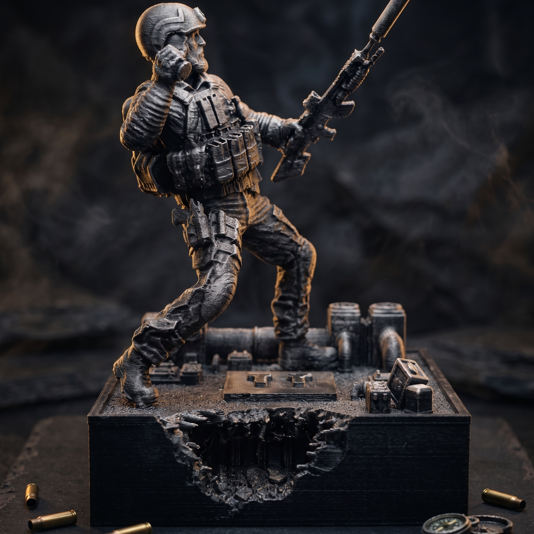 Taktyczna Statuetka "Grenadier" | Szturmowiec w Akcji | Ręcznie Malowana Winieta z Grawerem